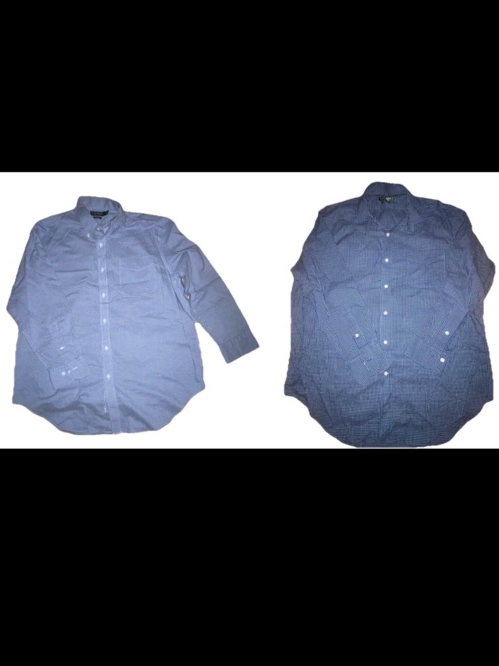 TWO Lauren Ralph Lauren Men's Blue Checked Dress Shirts